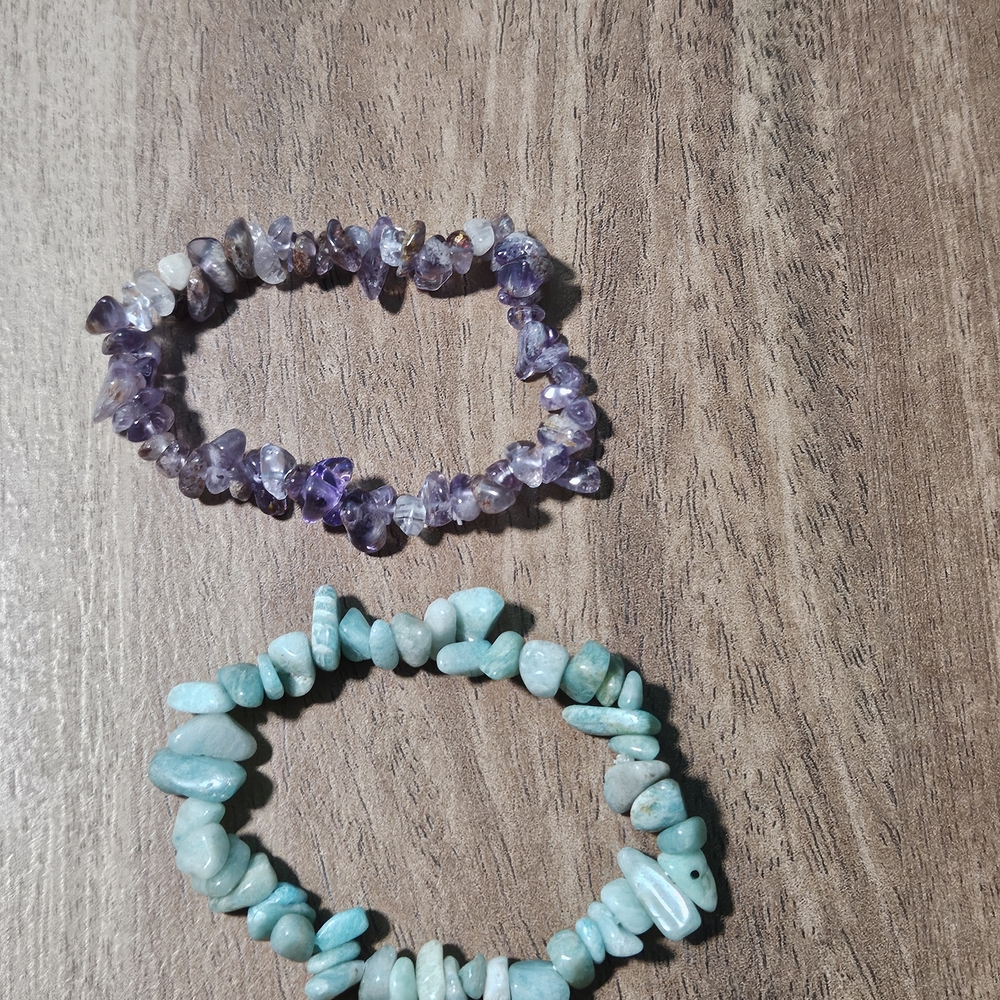 Elegant Turquoise and Amethyst Bracelet Set - Picture 3 of 3